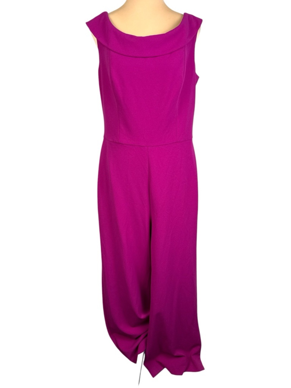 Maggy London Fuchsia Sleeveless Wide Leg Jumpsuit Size 12 Bateau Neck